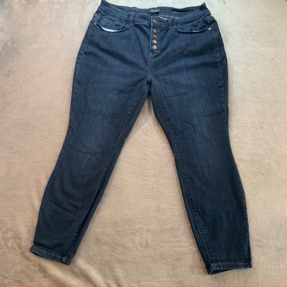 Judy Blue Skinny Fit Dark Wash High Rise 5-Button Fly Denim Jeans Womens 18W